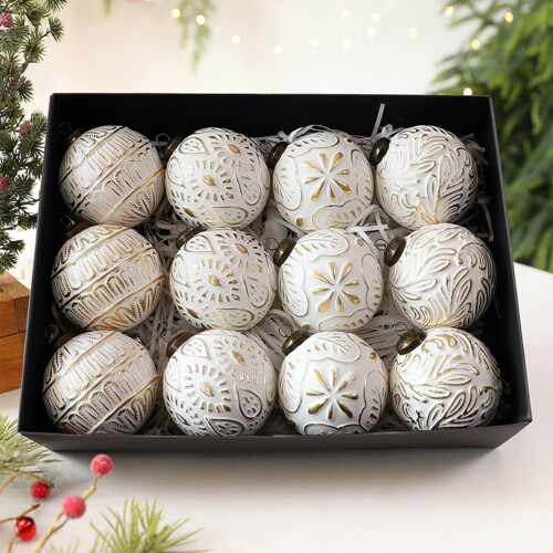 Christmas Ball Ornaments Antique Silver 12PCS