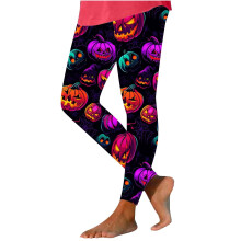 High Waisted Halloween Leggings Pumpkin Print Stretch Yoga
