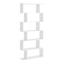 Bookcase, 6 Tier Shelf S Shaped Bookshelf, Storage Unit, Display Shelf for Living Room, Bedroom, Home Office, Plant, White
