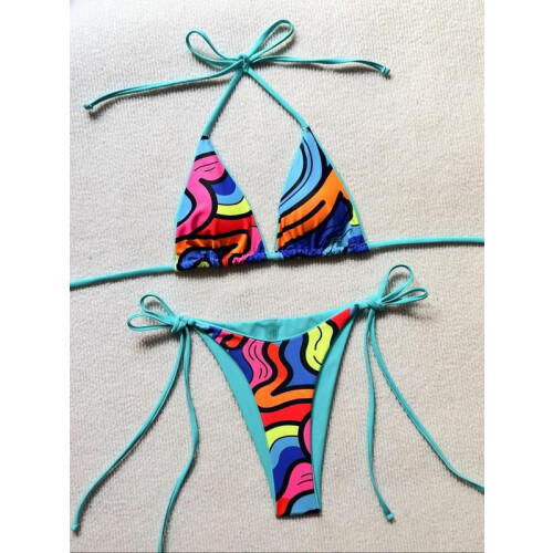 Women's Leopard Print Bikini Set Halter Triangle Bra 1