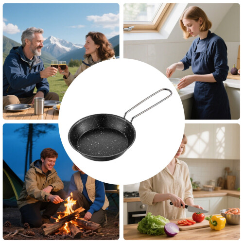 Poêle de camping antiadhésive avec poignée pliable 1