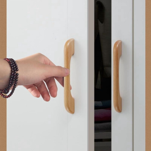 Wooden Flat Bridge Log Door Handles Beech Solid Wood 4 pcs 2