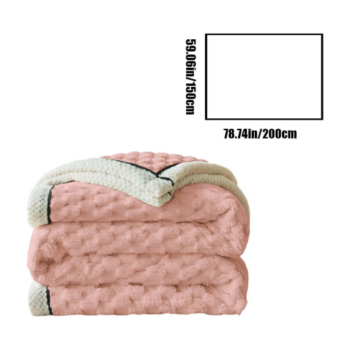 Flannel Fleece Blanket Double Layer 200x150cm Pink 2