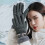 Women's touchscreen warm gloves fleece-lined windproof gray 1