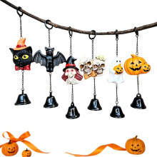 Wind Chime With Bat Skull Pumpkin Witch Pendants Hanging Ornament For Courtyard Balcony Household Layout