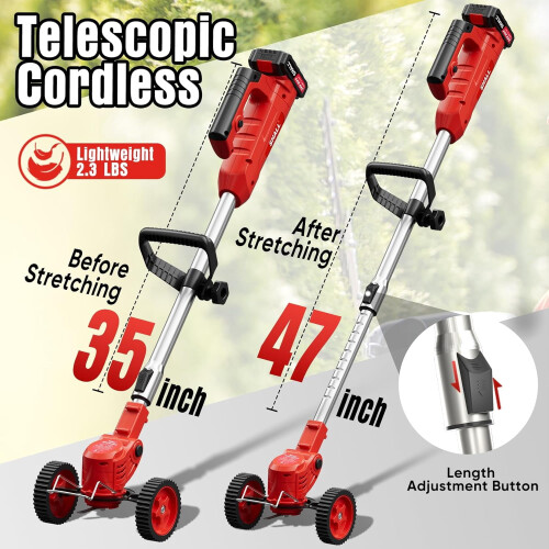 24V Cordless 3-in-1 Weed Wacker and Edger with Telescopic 1