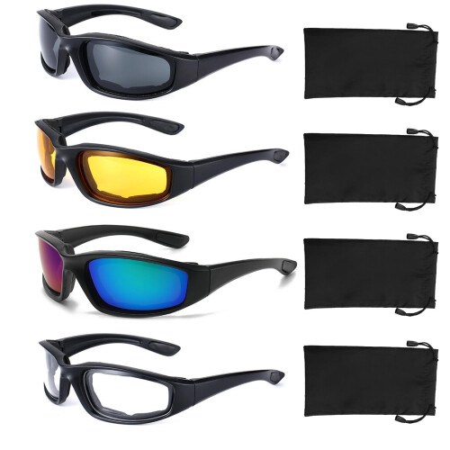 Motorcycle Glasses UV Protection Windproof Dustproof 4-Pair