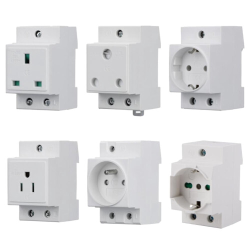DIN Rail Socket with Protective Earth Contact for 2