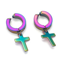 Stainless Steel Cross Clip-on Earrings Hypoallergenic