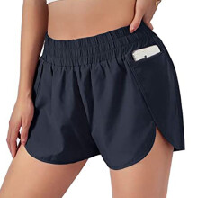 Women's Athletic Shorts Navy Elastic Waist with Pockets