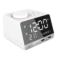 LED Alarm Clock Speaker with 2 USB 4.2 Radio LED Digital Alarm Clock Home Decor Table Clock EU Plug