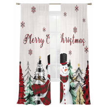 Sheer Christmas Curtains 52x96 in Red Plaid Voile
