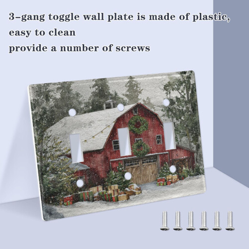 3-Gang Light Switch Wall Plate Outlet Cover Red Barn 2