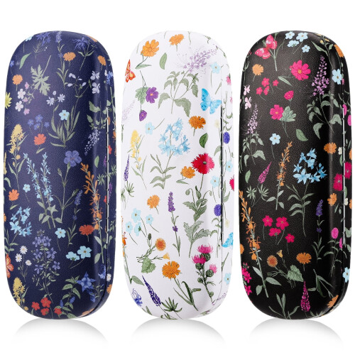 Floral Eyeglasses Case Set Hard Shell 3 Pcs