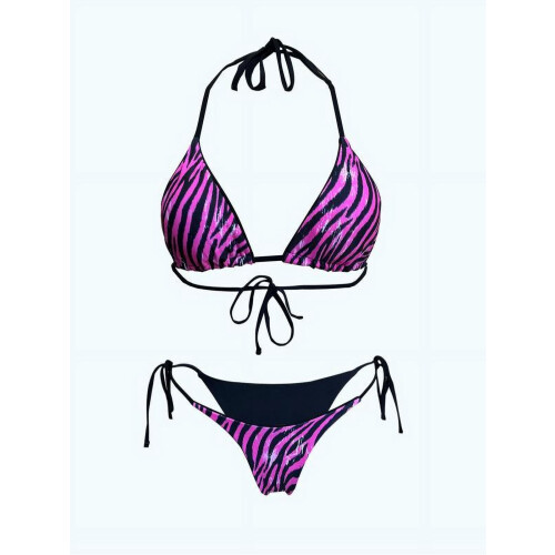 Women's Leopard Print Bikini Set Halter Triangle Bra 2