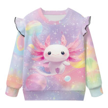 Toddler Girl Ruffled Shoulder Sweatshirt Long Sleeve Pink