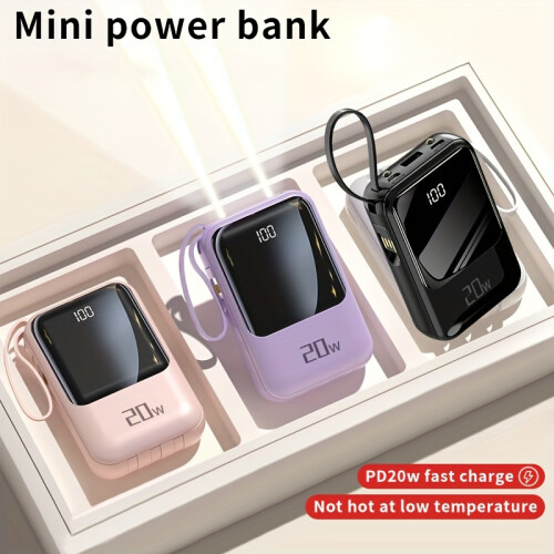 Mini 20W Power Bank with Flashlight Digital Display and 1