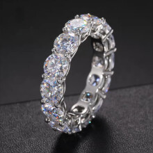 Moissanite Row Ring 925 Sterling Silver 5mm