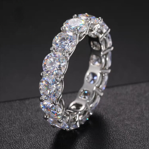 Moissanite Row Ring 925 Sterling Silver 5mm