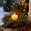 Christmas Candle Ring Flocked Pine with Red Berries and 4