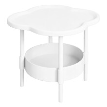 2-Tier Side Table White 42cm with Removable Tray