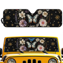 Floral Butterfly Windshield Sun Shade for Jeep Wrangler