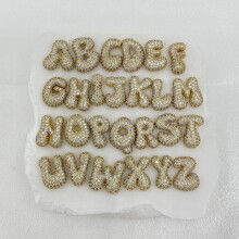Bubble Letter Necklace 18K Gold Plated Initial Pendant
