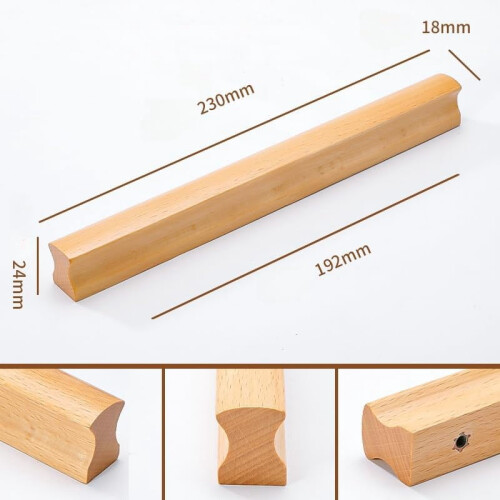 Wooden Cabinet Handles Chinese Style Solid Beech 2 pcs 192mm 1