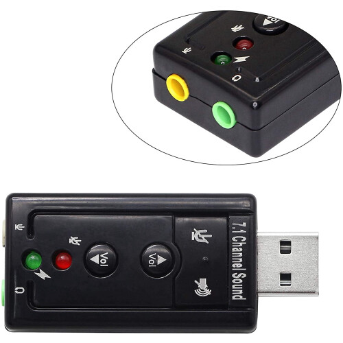USB Stereo Audio Adapter External Sound Card Black 2
