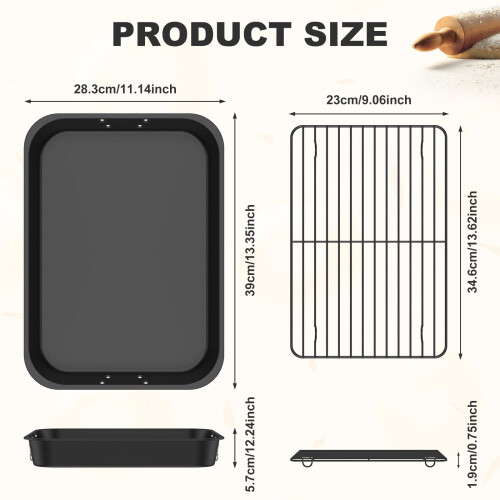 Non-Stick Roasting Pan for Baking and Roasting 13x9 Inch 2