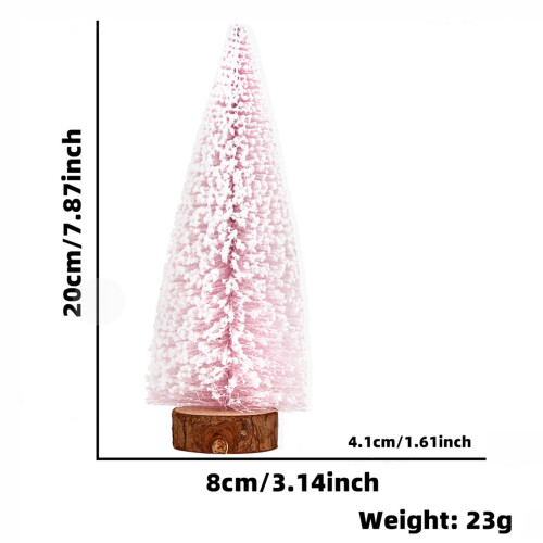 Mini Pink Snow Christmas Tree with Wooden Base 1