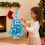 Blue tabletop Christmas tree with LED lights and ornaments 6