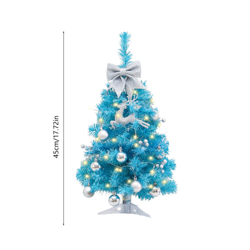 Blue tabletop Christmas tree with LED lights and ornaments 2