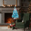 Blue tabletop Christmas tree with LED lights and ornaments 4