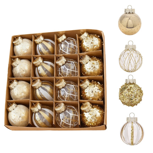 Champagne Black Gold Christmas Balls Plastic 16 1