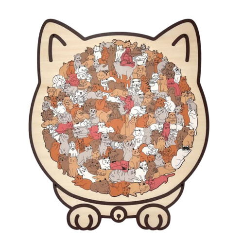 Morandi Cat-Shaped Wooden Jigsaw Puzzle 135 Pieces 1