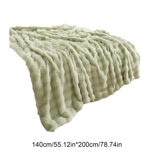 Double-Sided Fleece Blanket Green 55x79 Inch 2