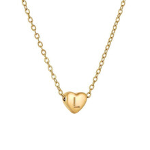 Initial Pendant Necklace 18K Gold Plated Heart Letter A-Z