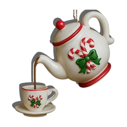Teapot Ornament Holly Berry Christmas Decor 2