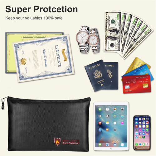 Fireproof Waterproof Money Bag 1832 Zippered Safe Pouch 1