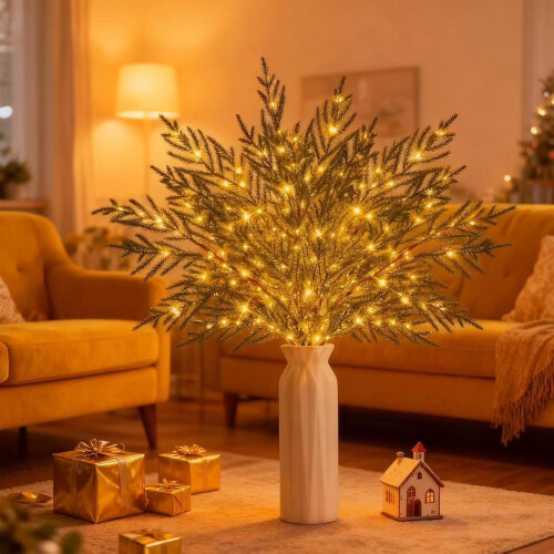 Christmas Lighted Norfolk Pine Branches 13.8 inch 2