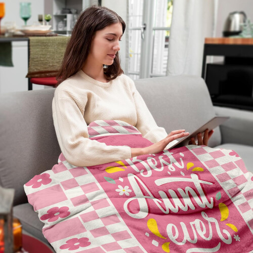 Pink Checkered Throw Blanket for Aunt 60"50" 2