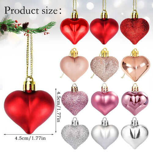 Heart Shaped Christmas Tree Ornaments Gold 24 PCS 2