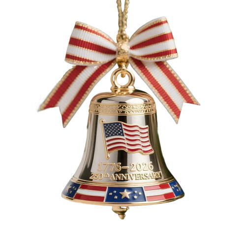USA 250th Anniversary Bell Ornament Silver 1 Piece 1