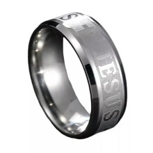 Men's Stainless Steel Jesus Cross Ring Silver Size 6-12