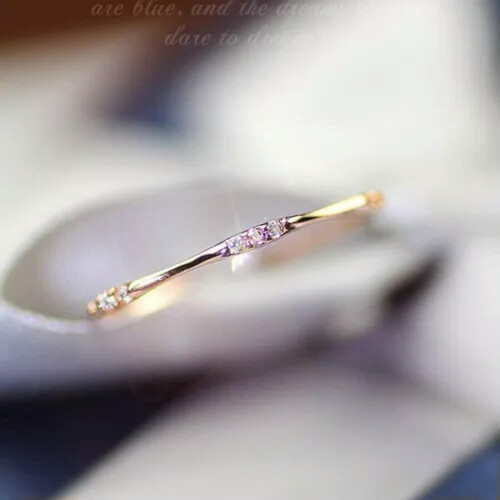 Rose Gold Women's Ring with 9 Small Diamonds 1