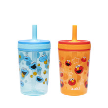 Tazas para Niños de Zak Designs Sesame Street Kelso, 15oz 2-Pack, Vasos Antifugas