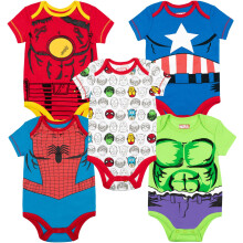 Marvel Baby Boys' 5 Pack Bodysuits - The Hulk Spiderman Iron Man and Captain America Multi 3-6 Months