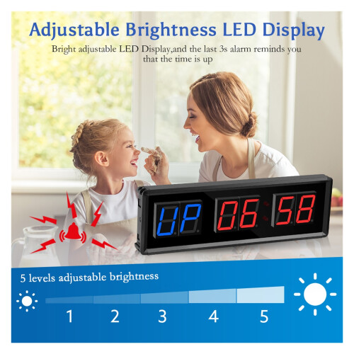 Gym Timer LED Digital Countdown Clock 1.5 Inch Digits 2