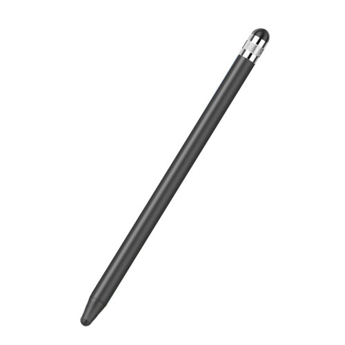 Universal Dual Tip Capacitive Stylus Pen with Replaceable Silicone Tips Black